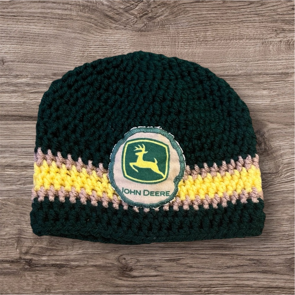 Crocheted‎ John Deere Green Yellow Winter Toddler Hat